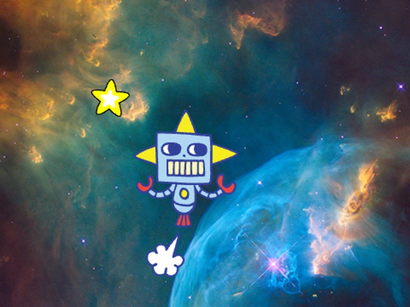 Astronaut Catch gameplay — a space character catching a falling star against a nebula